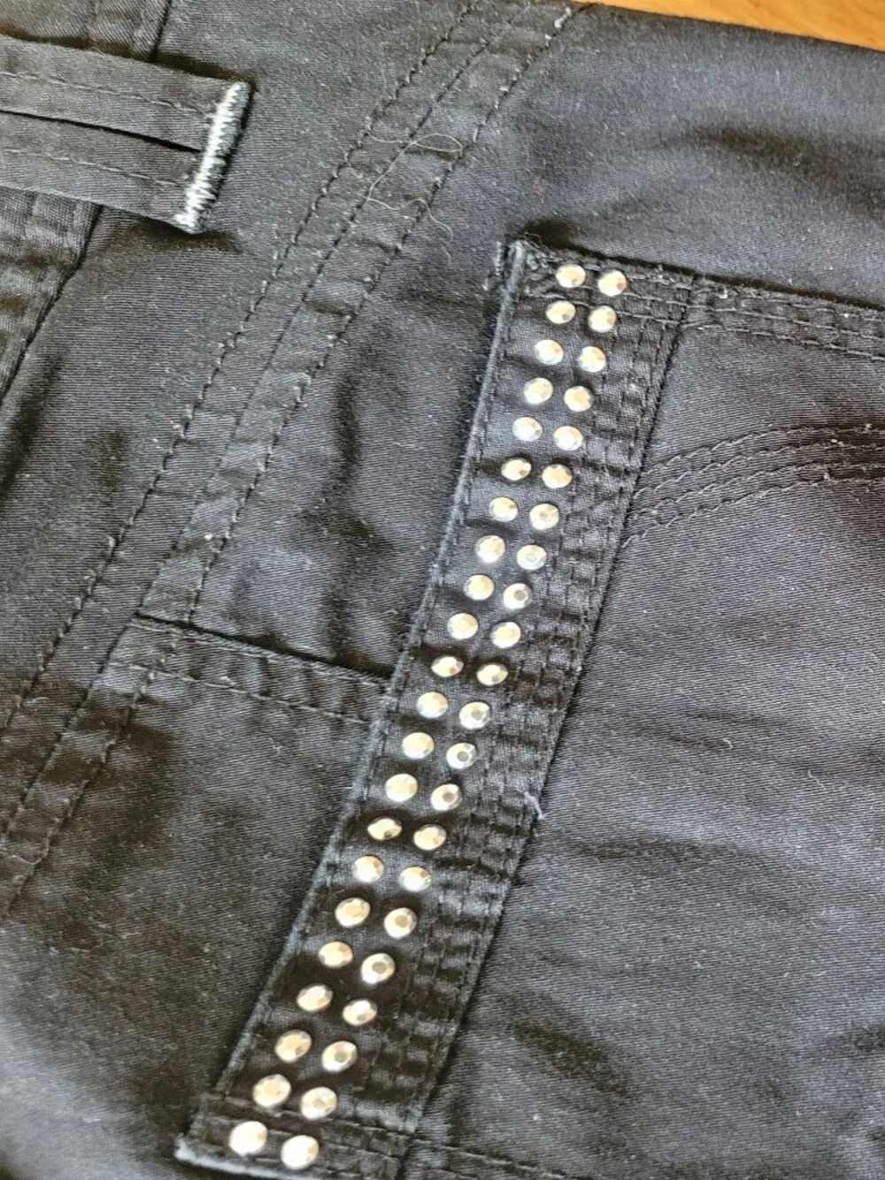 Inc Black capris Pants With Rhinestone Pockets with fold up option